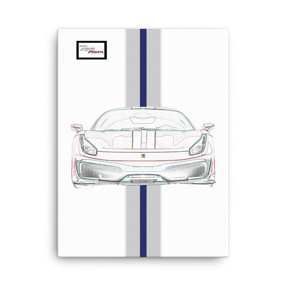 Bianco Avus Ferrari 488 Pista Silver Nart Racing Livery Canvas