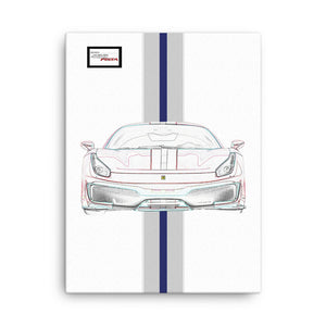 Bianco Avus Ferrari 488 Pista Silver Nart Racing Livery Canvas