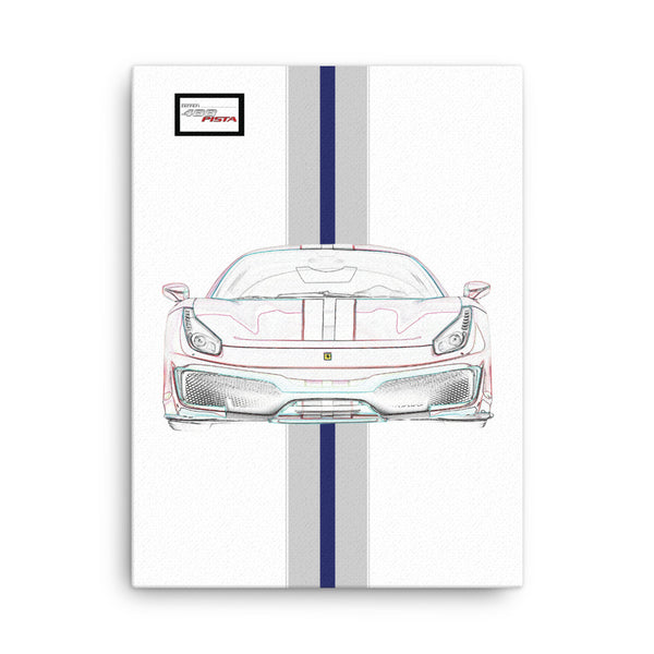 Bianco Avus Ferrari 488 Pista Silver Nart Racing Livery Canvas