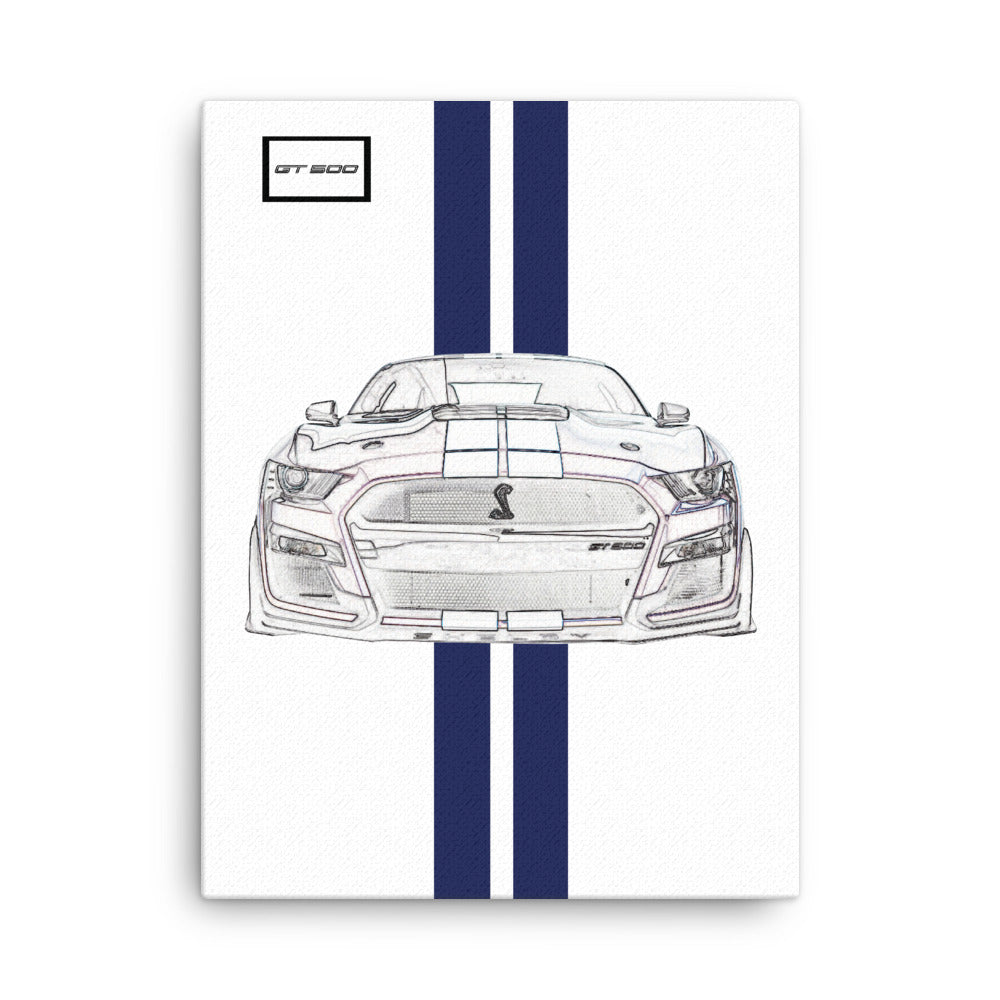 Oxford White Shelby GT500 Kona Blue Racing Stripe Canvas