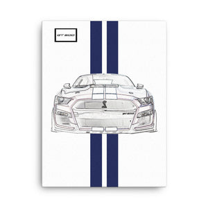 Oxford White Shelby GT500 Kona Blue Racing Stripe Canvas