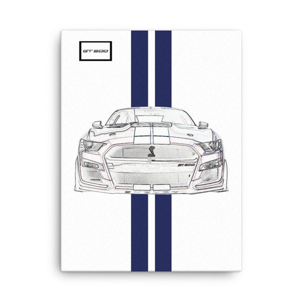 Oxford White Shelby GT500 Kona Blue Racing Stripe Canvas