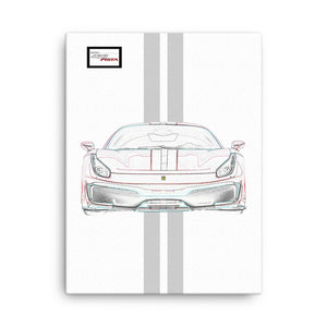 Bianco Avus Ferrari 488 Pista Silver Racing Livery Canvas