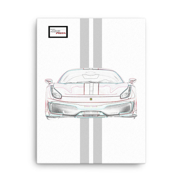 Bianco Avus Ferrari 488 Pista Silver Racing Livery Canvas