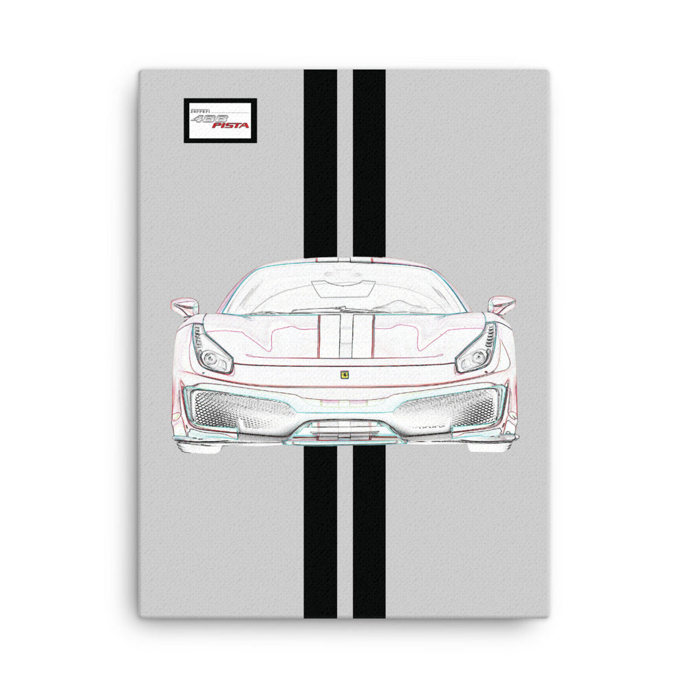 Argento Nurburgring Ferrari 488 Pista Black Racing Livery Canvas
