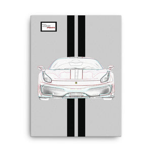 Argento Nurburgring Ferrari 488 Pista Black Racing Livery Canvas