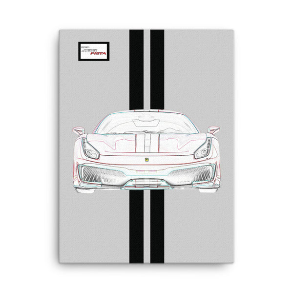 Argento Nurburgring Ferrari 488 Pista Black Racing Livery Canvas