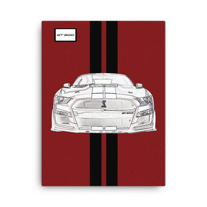 Rapid Red Shelby GT500 Ebony Racing Stripe Canvas