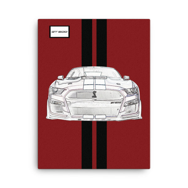 Rapid Red Shelby GT500 Ebony Racing Stripe Canvas