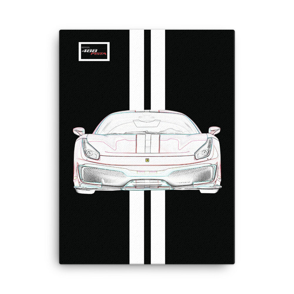 Nero Ferrari 488 Pista White Racing Livery Canvas