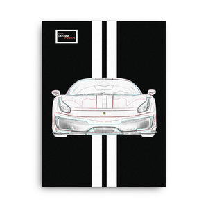 Nero Ferrari 488 Pista White Racing Livery Canvas