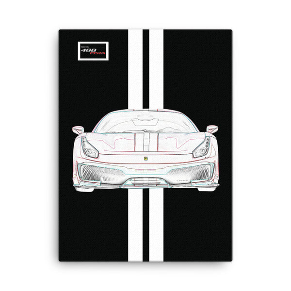 Nero Ferrari 488 Pista White Racing Livery Canvas
