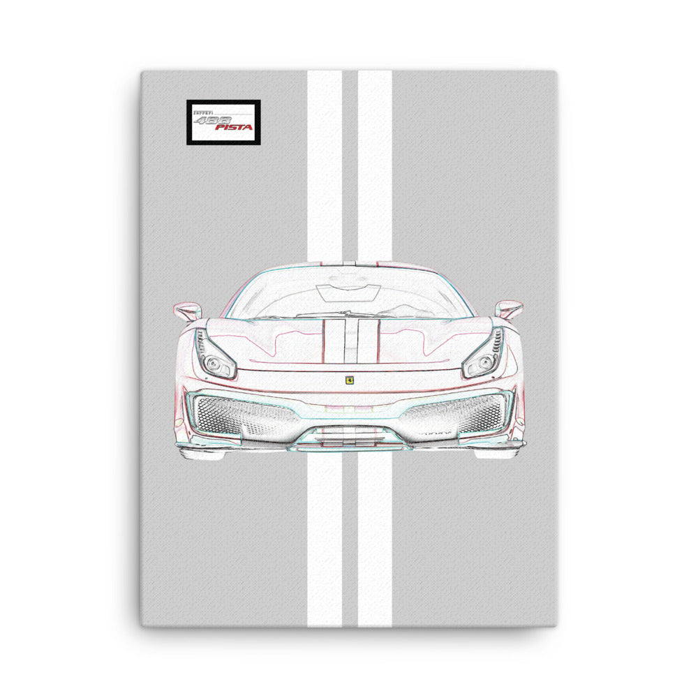 Argento Nurburgring Ferrari 488 Pista White Racing Livery Canvas