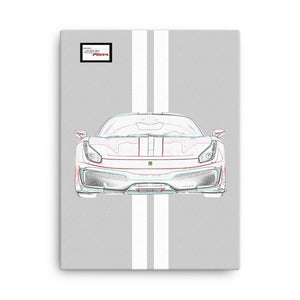 Argento Nurburgring Ferrari 488 Pista White Racing Livery Canvas