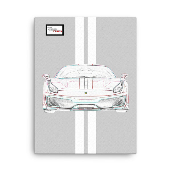 Argento Nurburgring Ferrari 488 Pista White Racing Livery Canvas