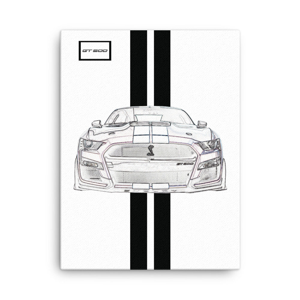 Oxford White Shelby GT500 Ebony Racing Stripe Canvas