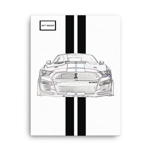 Oxford White Shelby GT500 Ebony Racing Stripe Canvas