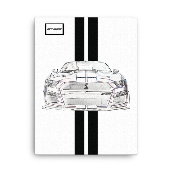 Oxford White Shelby GT500 Ebony Racing Stripe Canvas